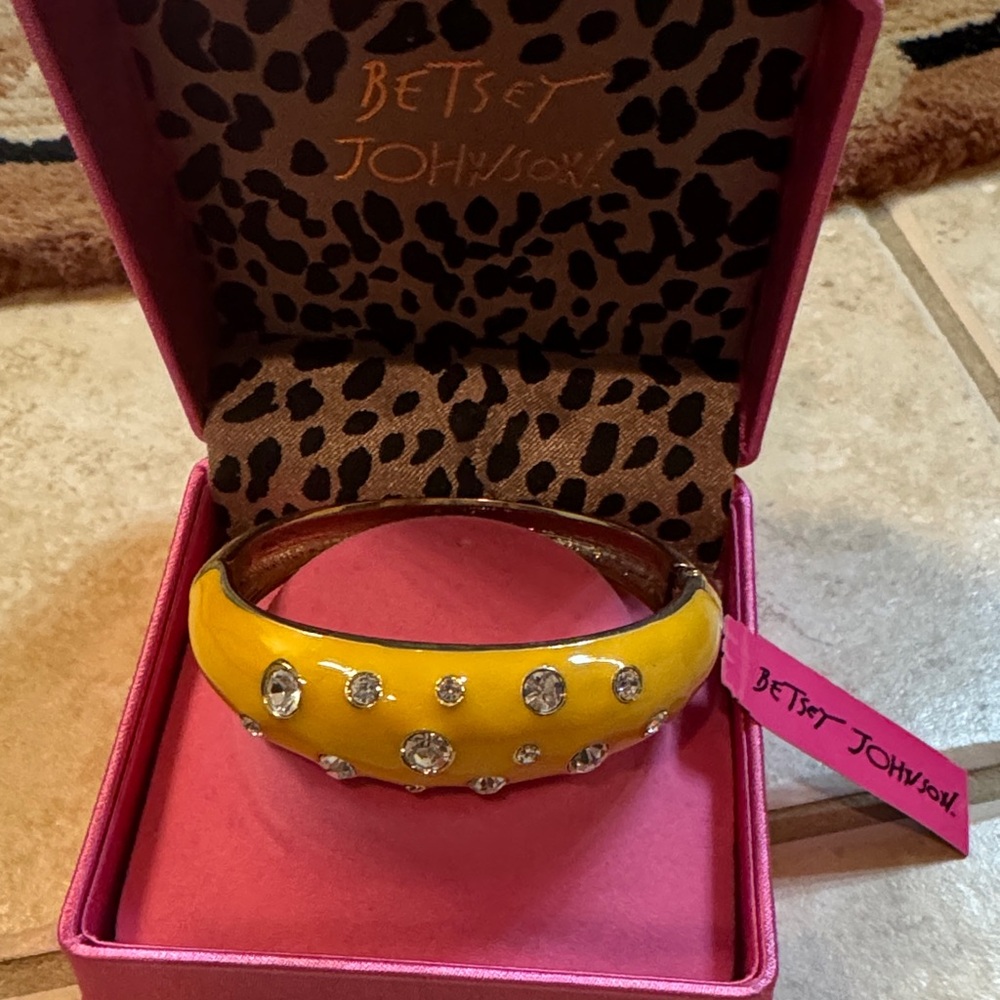 Betsey Johnson Yellow Rhinestone Bangle